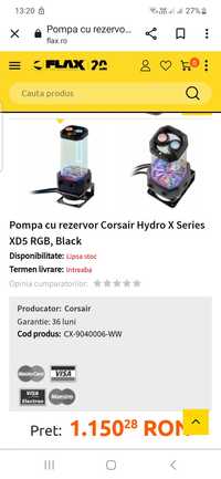 Pompa cu rezervor, racire procesor, Corsair Hydro XD5 RGB