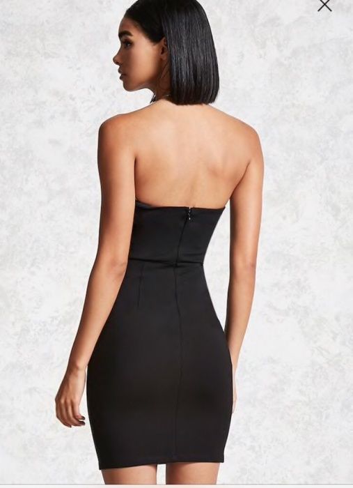 Rochie Forever 21 neagra Lace up sexy mini decoltata mulata Zara