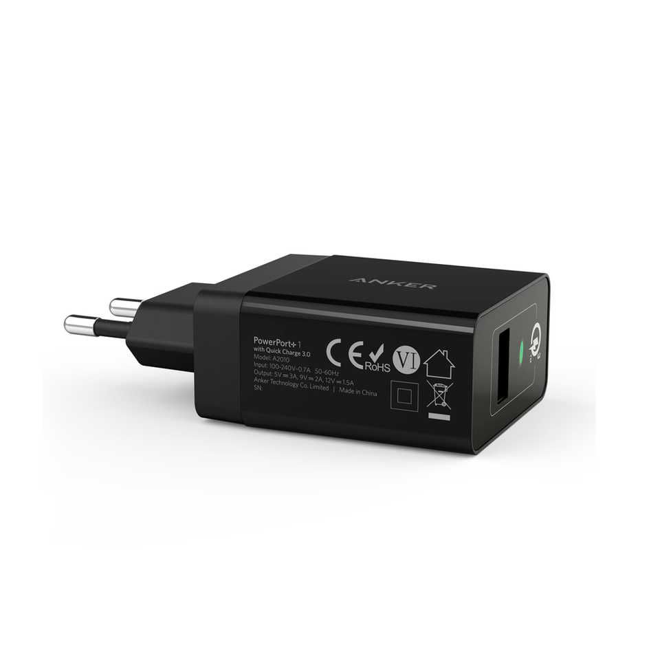 Anker PowerPort + 1, 18 W USB зарядно за стена, с Quick Charge 3.0