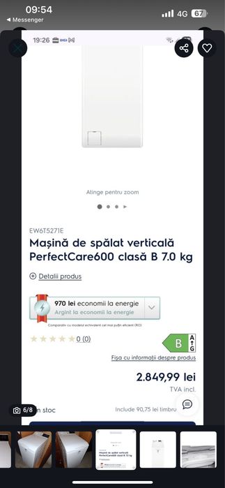 Masina de spalat verticala PerfectCare600 clasa B 7.0 kg inverter