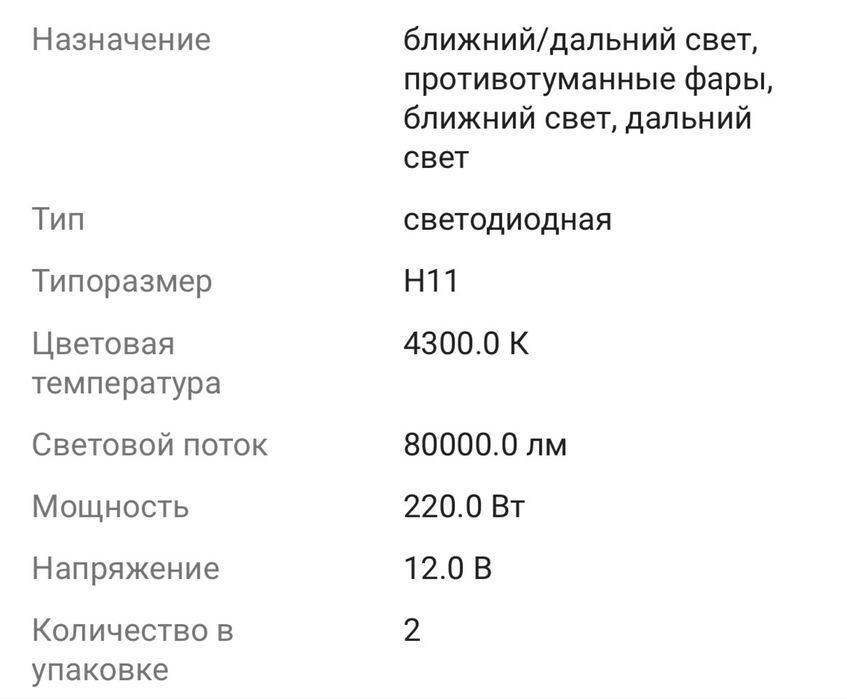 Продам TACPRO 202411 светодиодная H11