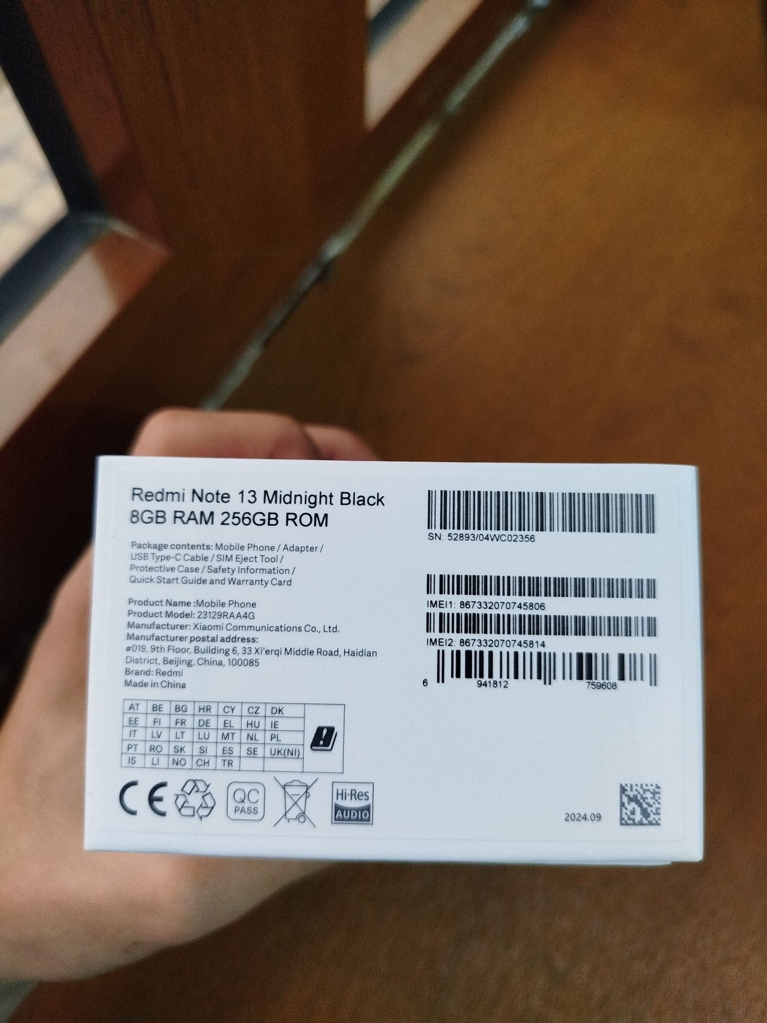 Redmi note 13 8+8/256