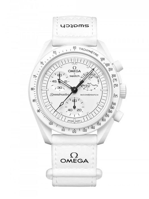 CEAS SWATCH X OMEGA MISSION TO MOON Moonphase Snoopy White Chronograf