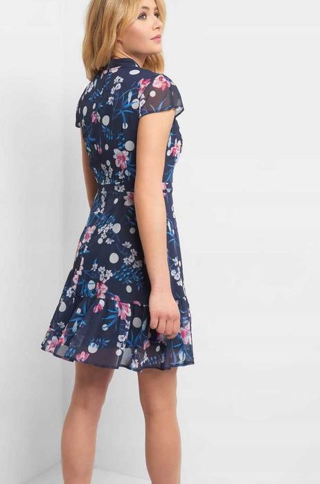 Синя Рокля Orsay 34 размер, офицална, къса, флорални мотиви