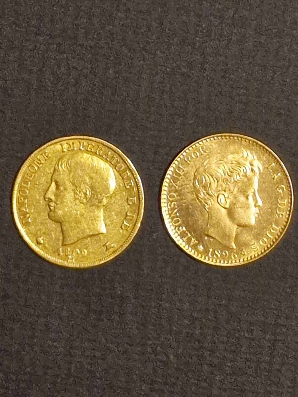 Златна монета20ИталианскиЛири НаполеонI 1809,20Песети АлфонсоXIII 1896