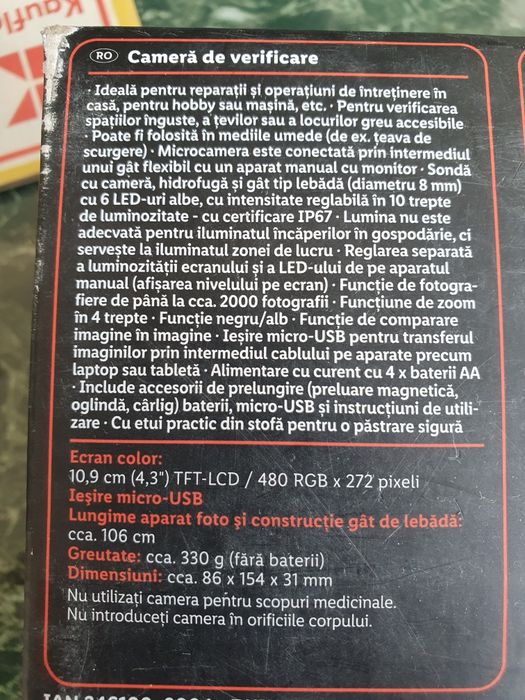 Vând cameră inspecție Parkside PKIK 4.3 A1