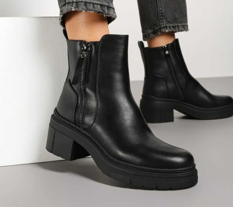 Botine Negre Dama, masura 38 (standard), toc 4cm