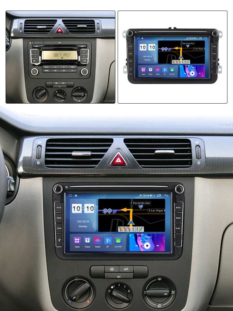 Navigatie Android 13 Vw Golf 5 Passat B6 Skoda Seat CarPlay + CAMERA