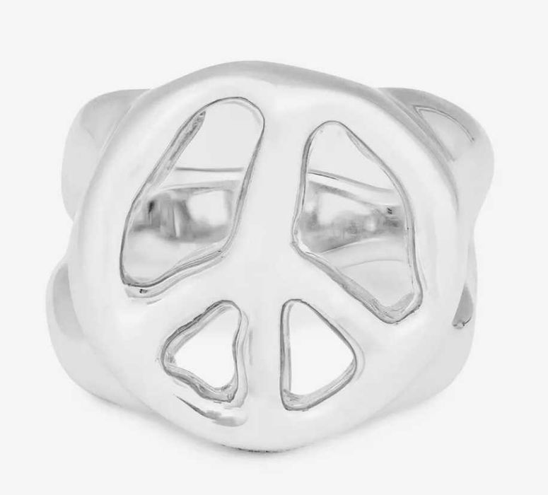 AMBUSH PEACE MOTIF RING L, statement, sterling silver hammered effect