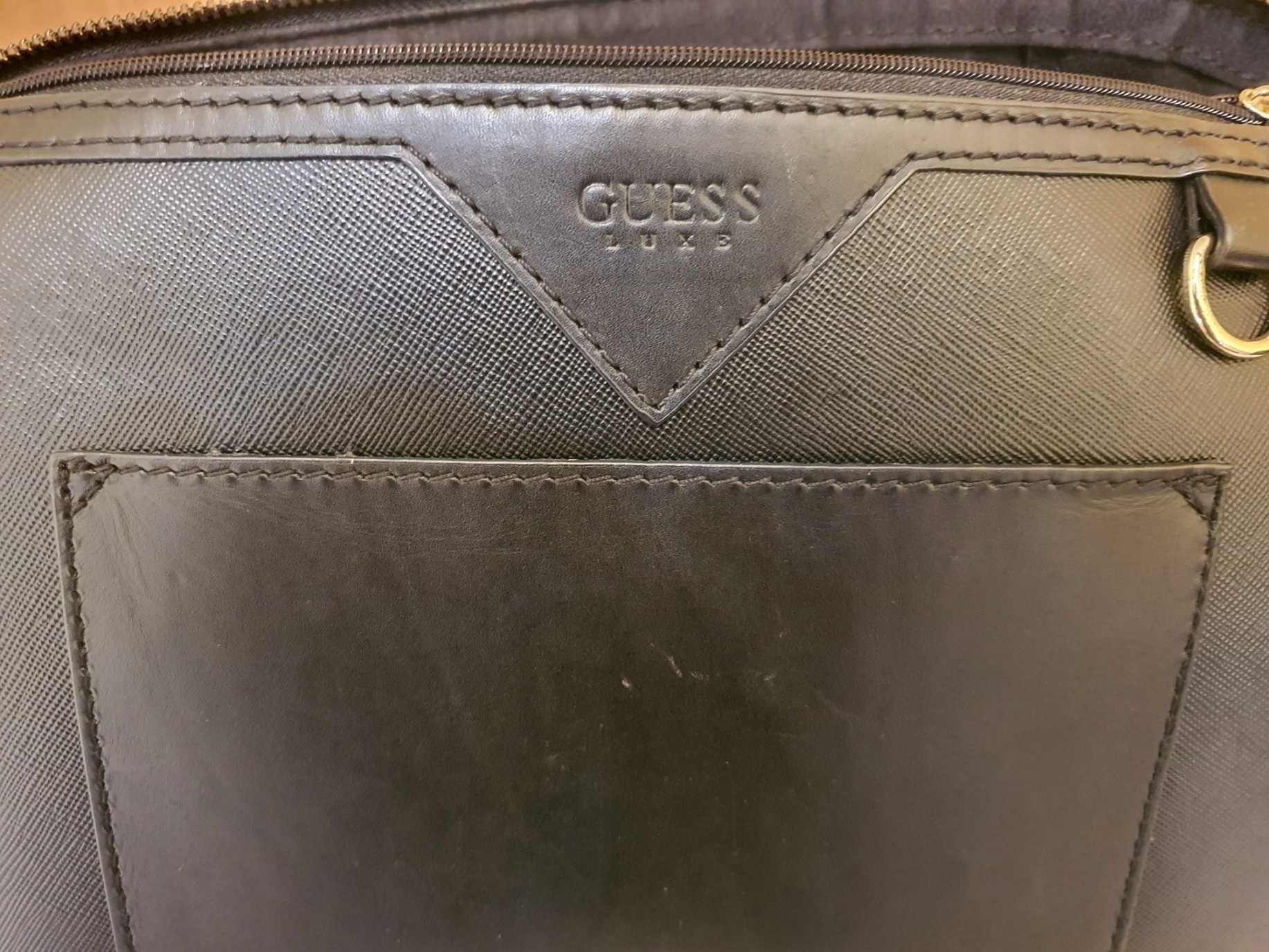 Чанта GUESS, черна, естествена кожа