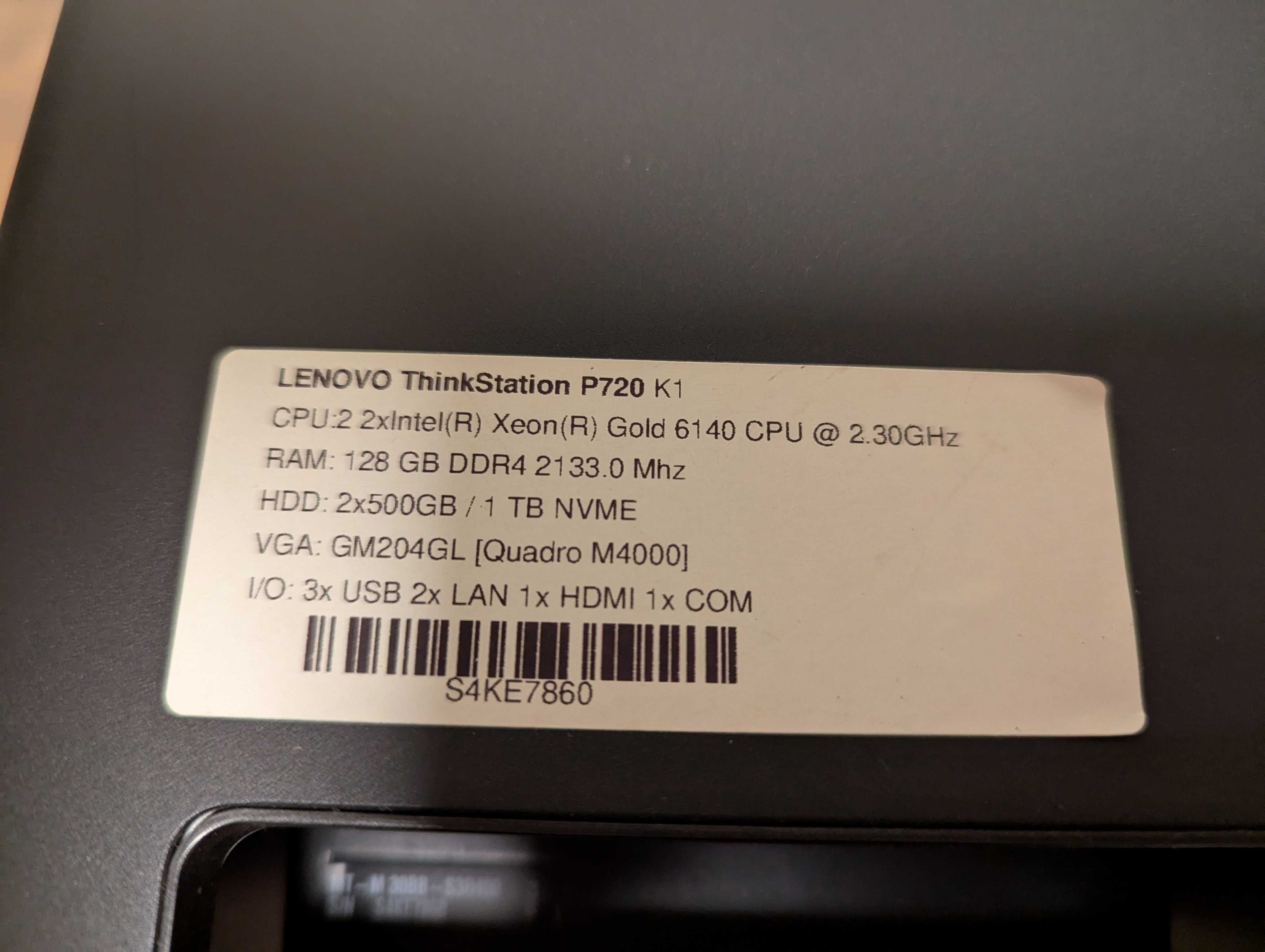 Lenovo ThinkStation P720 – 2x Xeon, 128GB RAM, Quadro