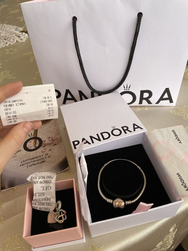 100% оргинална гривна на Pandora + талисман (по желание)