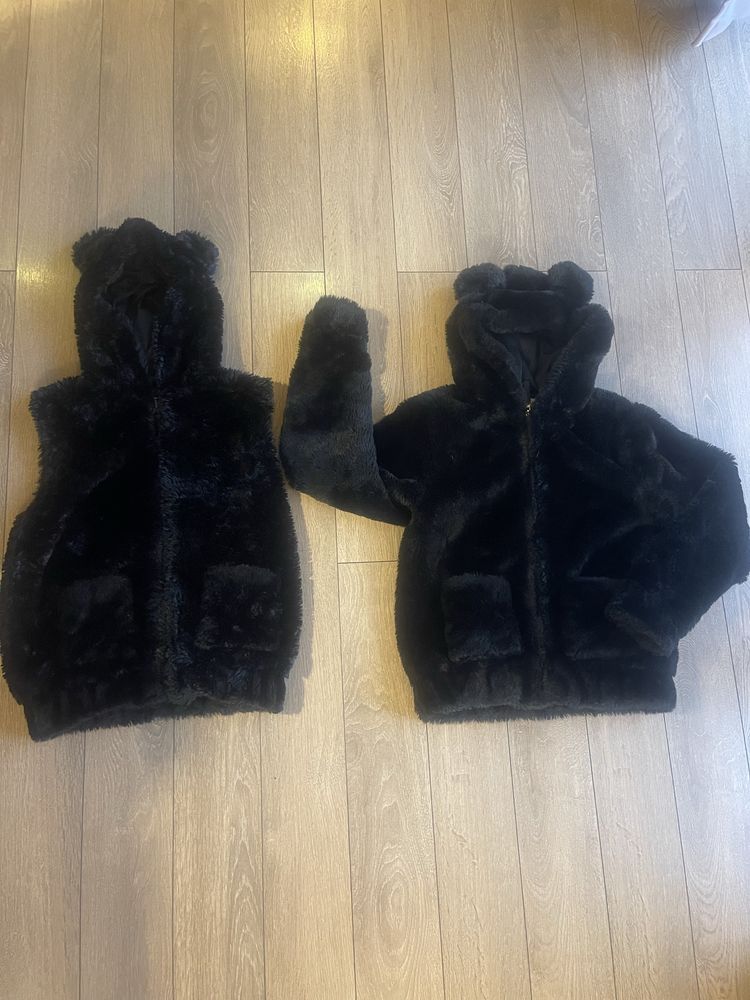H&M детско яке за момиче в бяло и черно