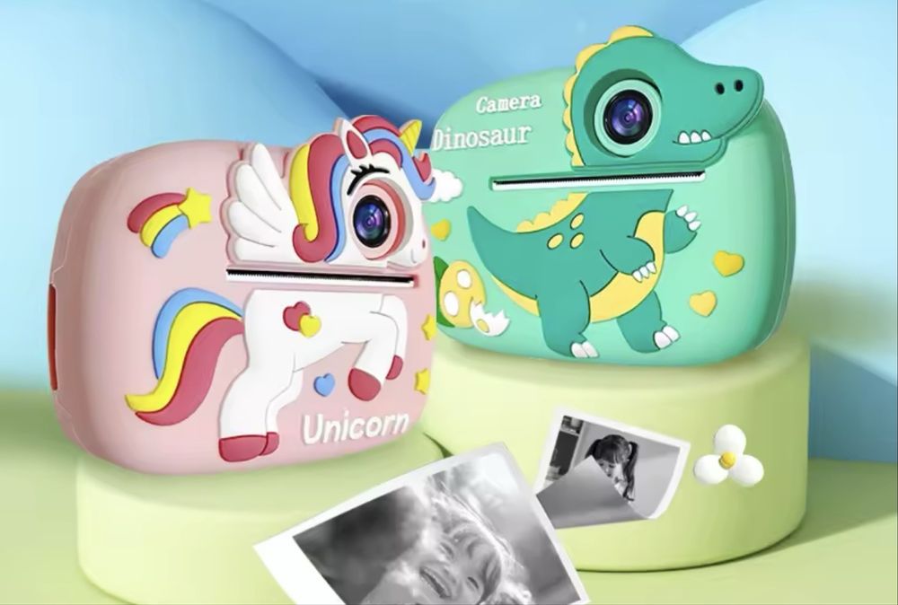 Детски фотоапарат с принтер динозавър , еднорог/Children camera print