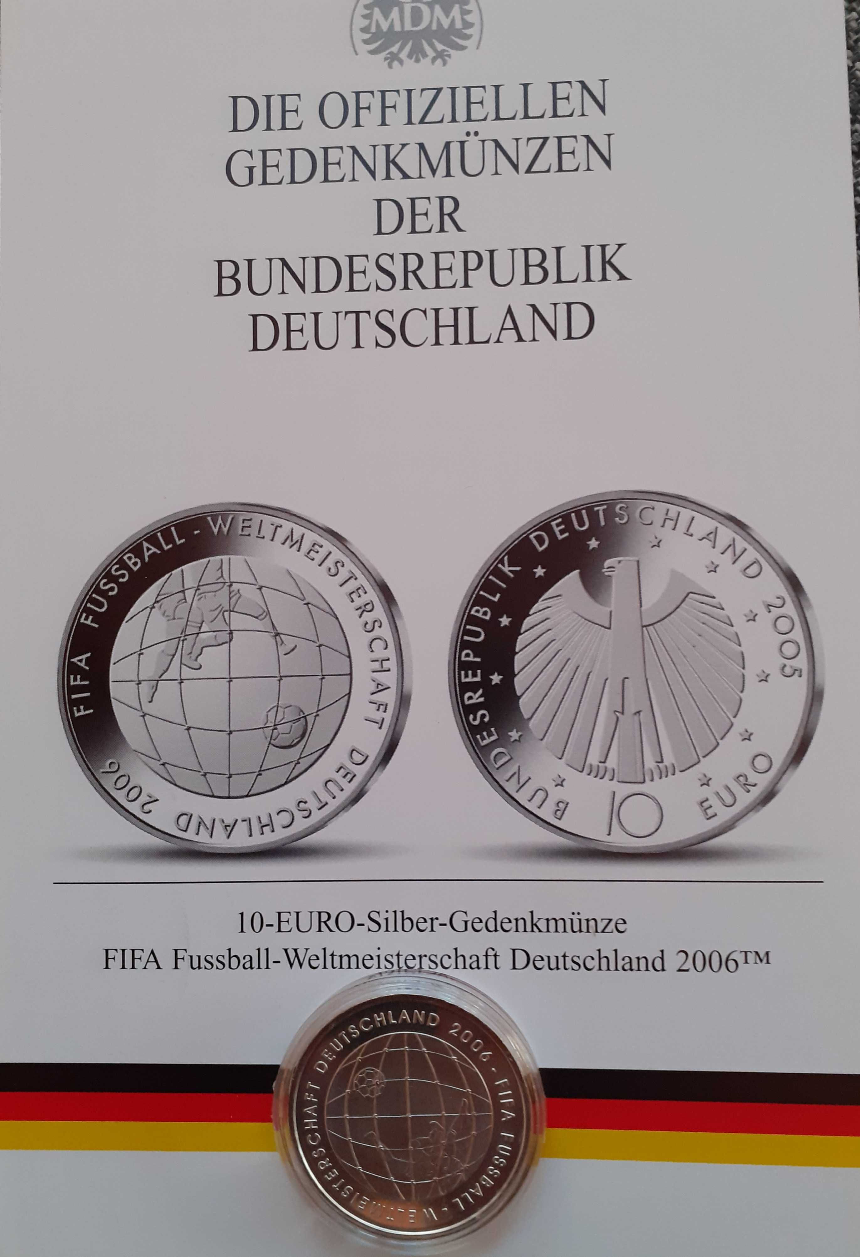 Vand set 4 monede argint 10 euro Campionatul Mondial de Fotbal 2006