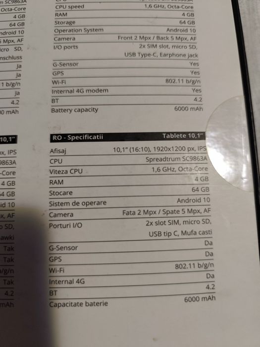 Tableta Kruger Matz Eagle 1069 de 10.1 inch 4gb /64gb 4g 2 sim-uri