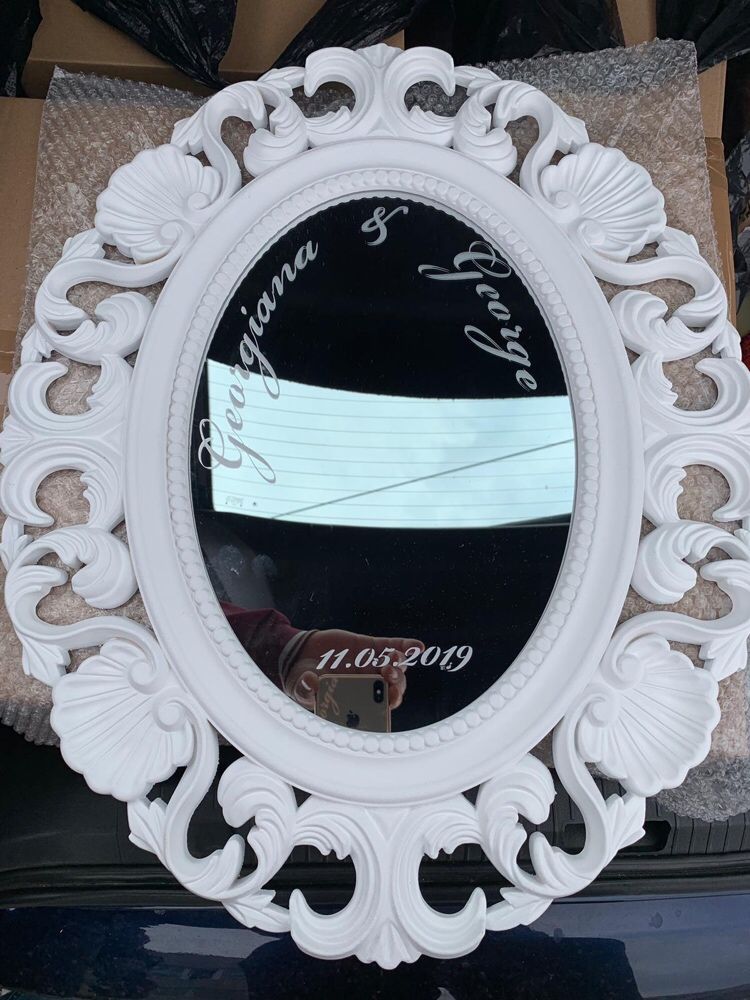 Oglinda mireasa personalizata la comanda cu numele mirilor pret 200lei