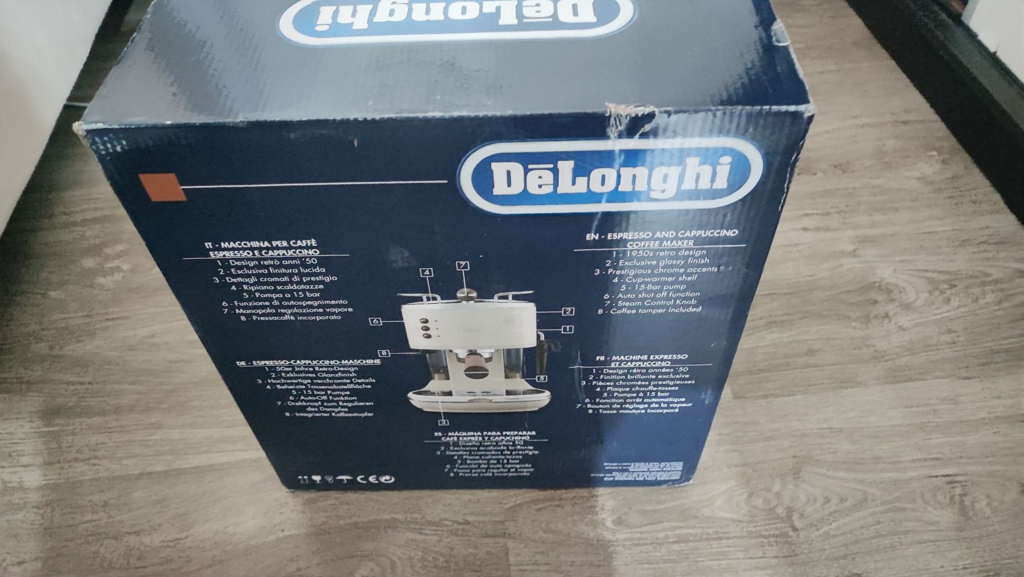 DeLonghi Espressor manual Vintage, 15 bar, 1.4 l, cappuccino