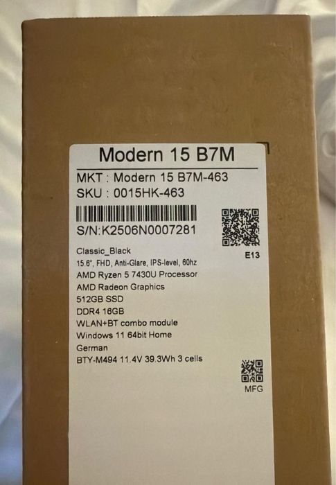 Laptop MSI Modern 15 B7M