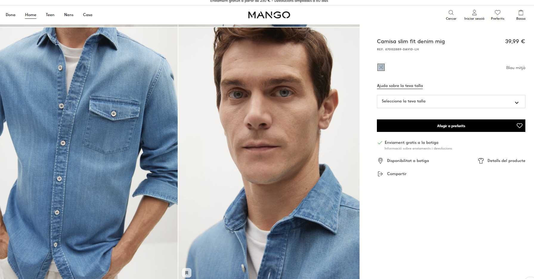 Camasa Denim Blugi Slim-Fit din bumbac marca MANGO