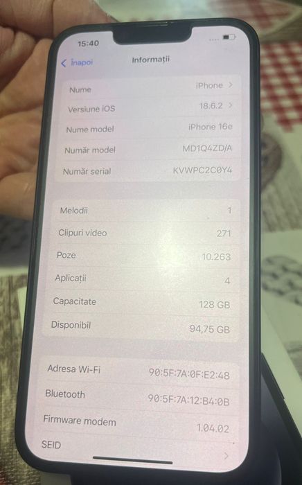 IPhone 16 e black, 128Gb