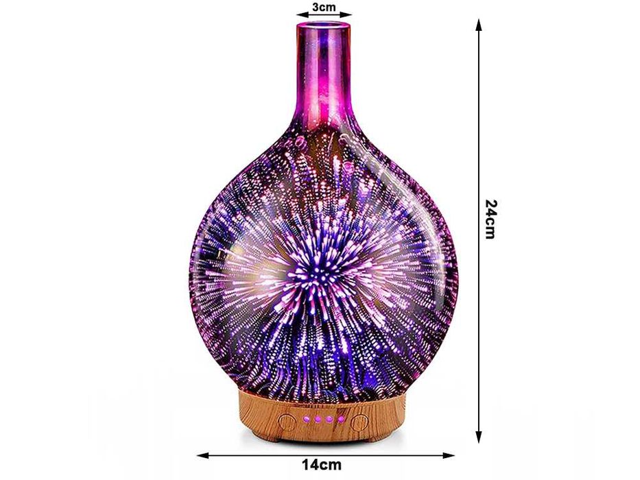 Difuzor arome 3D din sticla lampa RGB cu timer design modern 120 ml