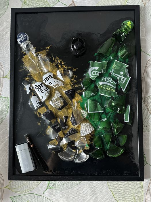 Tablou Artizanal din Sticla Sparta cu Rasina