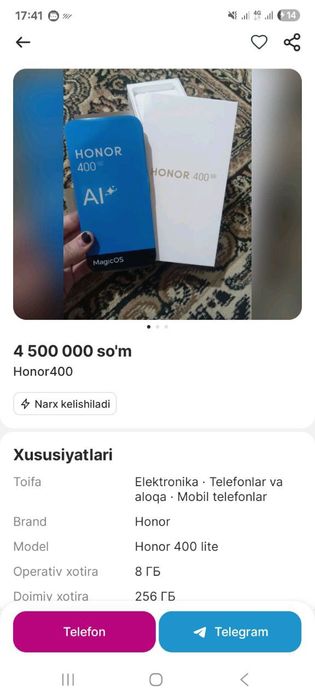 Xonor,400 pro.Toshkent/yangi -ishlatilmagan!kelishamiz,Srochna