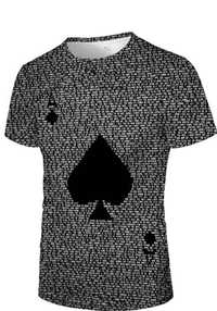 Мъжка тениска с къс ръкав,геометричен 3D принт с дизайн на Асо Пика