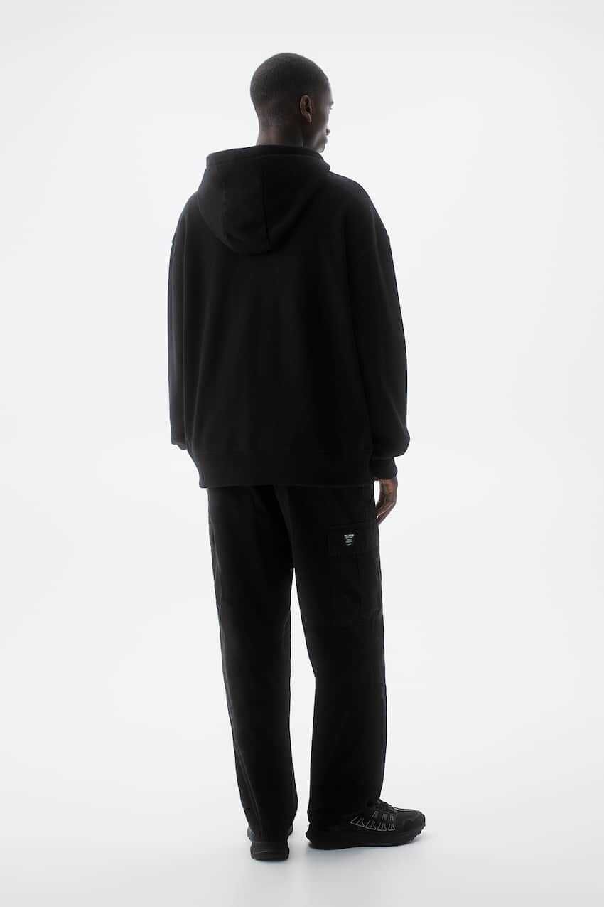 Мъжки суитшърт с цип на деколтето Black Label Pull&Bear, Черен, XL
