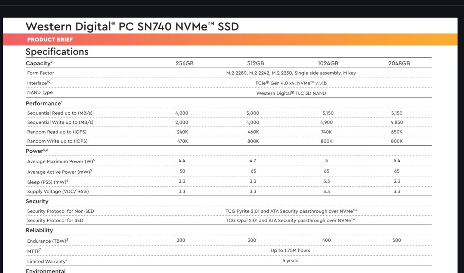 SSD WesternDigital SN740 512gb pci-e 4.0 viteza 5000mb/s