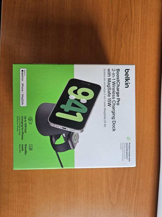 Ново! Belkin 2-in-1 WirelessChargingDock с MagSafe 15W — неразпечатано