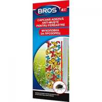 Capcana adeziva anti muste pentru fereastra BROS, set 4 buc