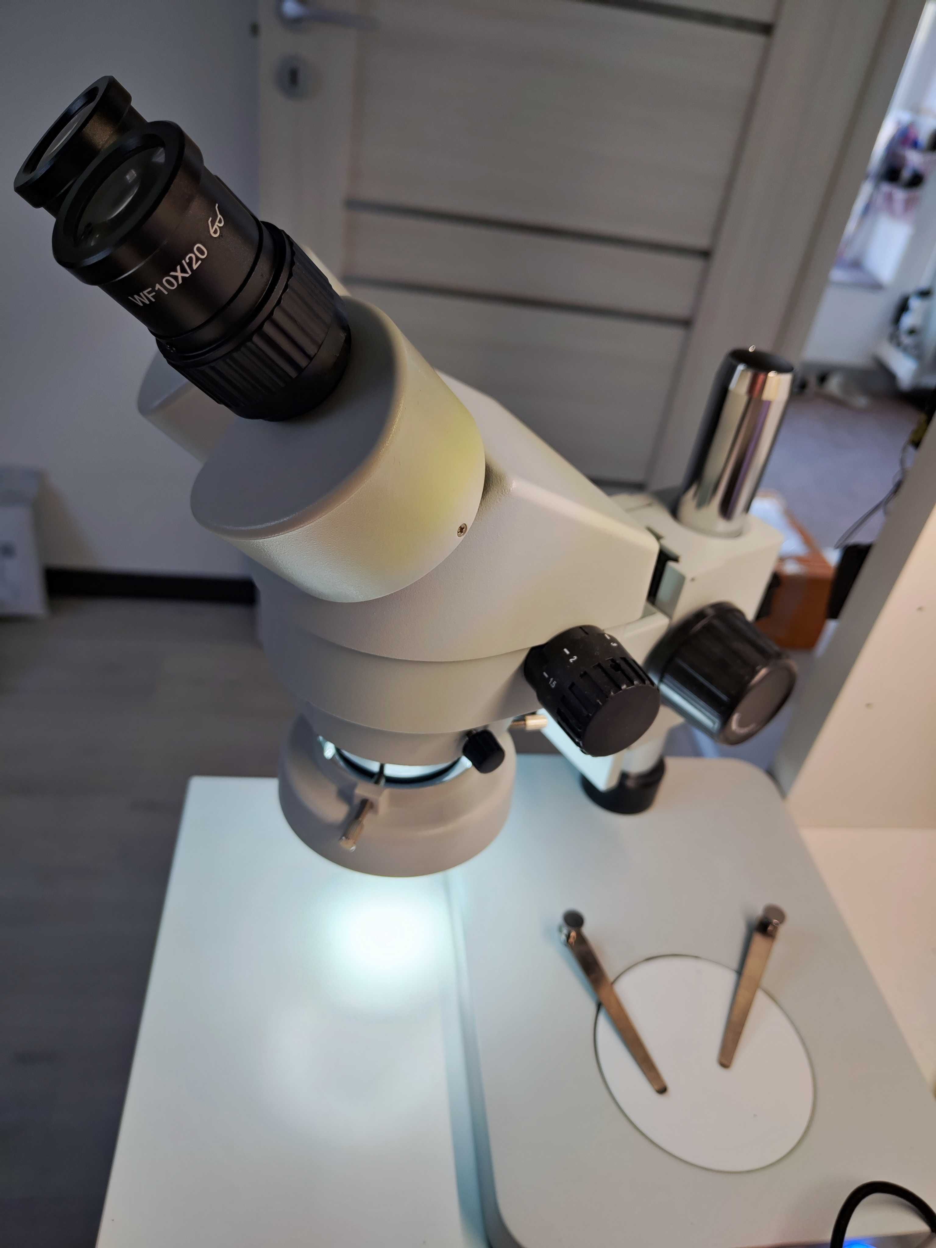 stereo microscop 7x-45x zoom continu binocular cu led bijutier electro