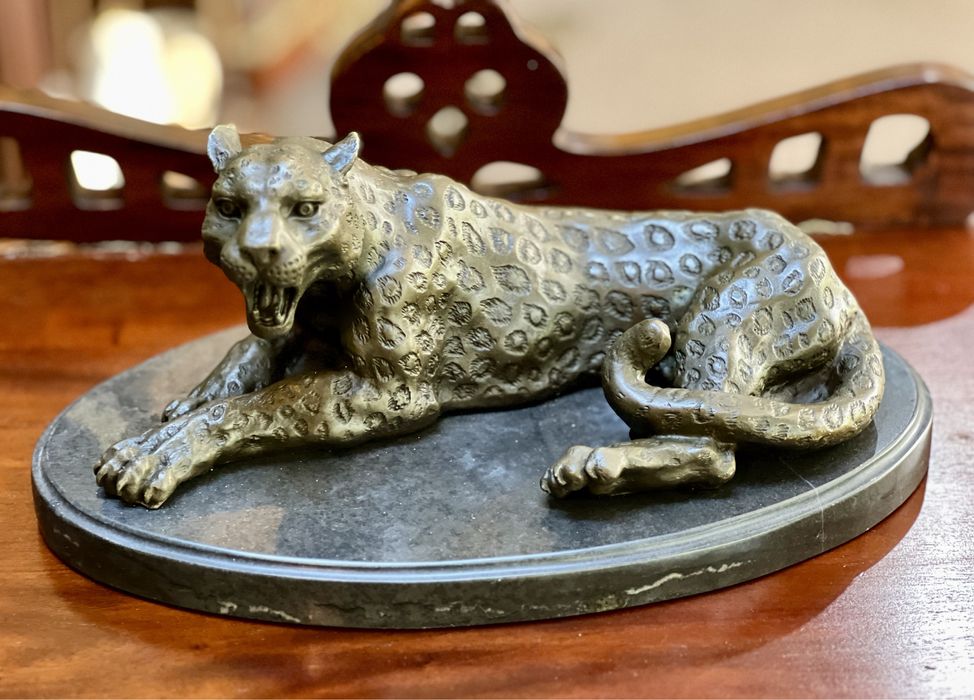 Sculptură Bronz Leopard *** vintage / antic / vechi / retro ***