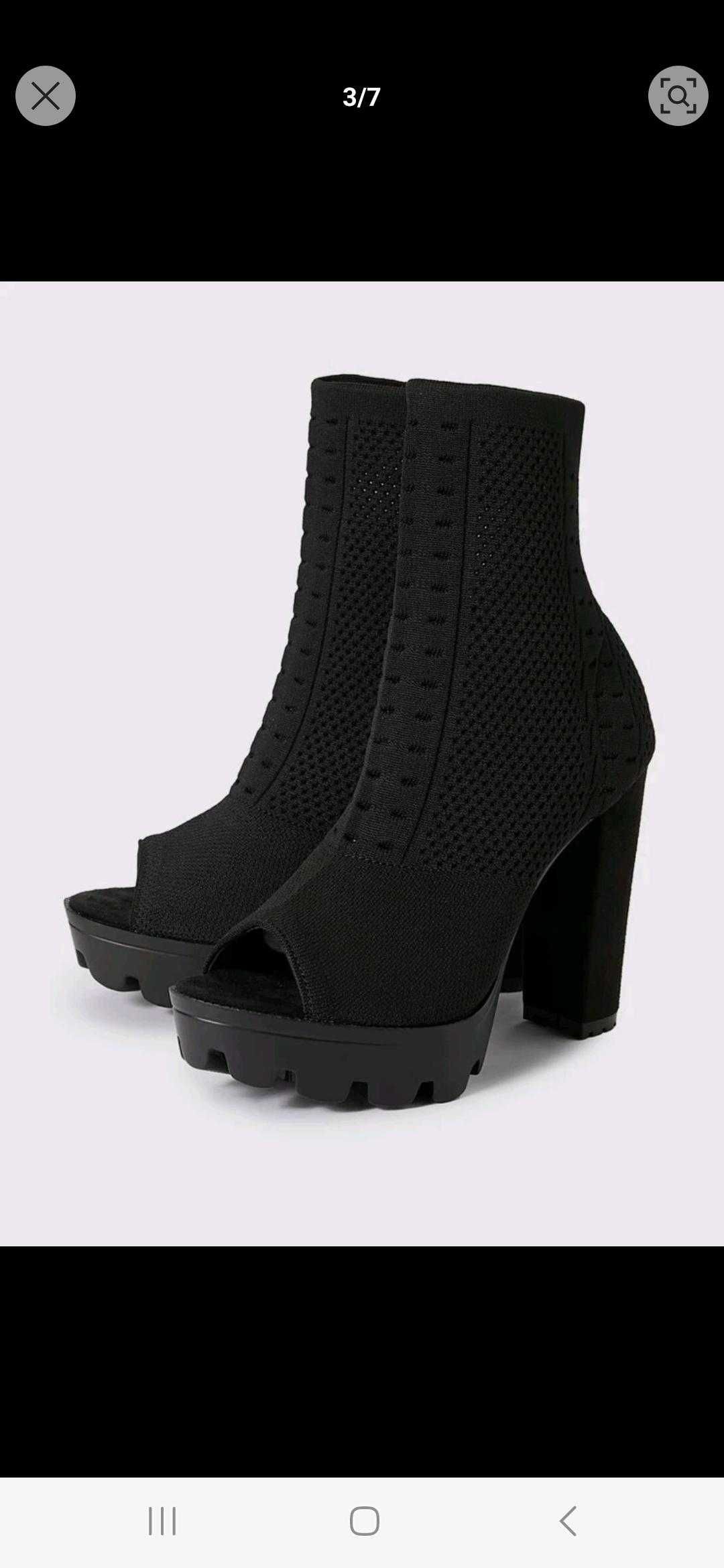 Ghete peep toe cu toc gros