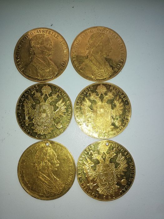 Moneda aur Austriaca Franz Iosif  24k și carcase plastic pentru monede