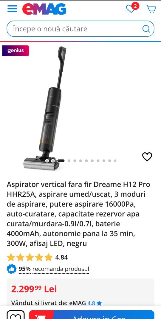 Aspirator vertical dream h12