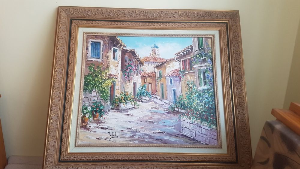 Голяма авторска антикварна картина масло