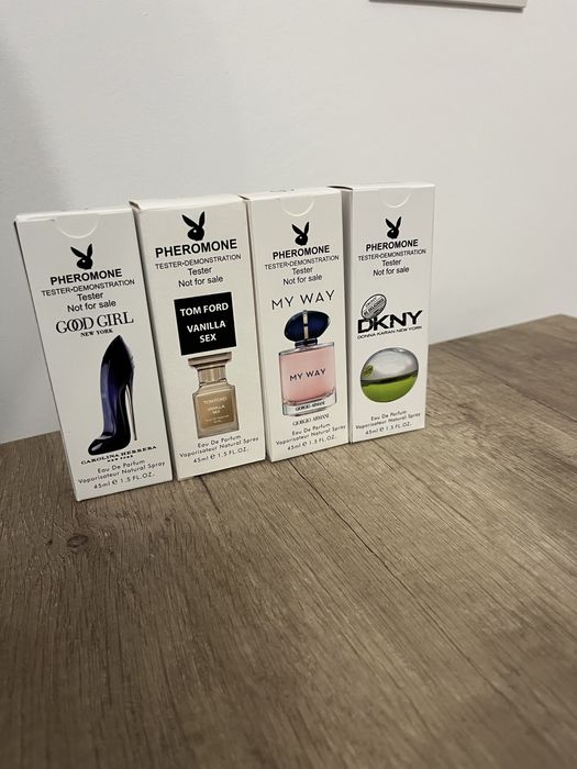 4 testere 45 ml,miros divin,persista foarte mult pe piele