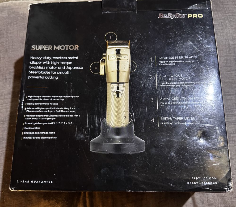 Безжична машинка за подстригване BaByliss Pro Super Motor (златна)