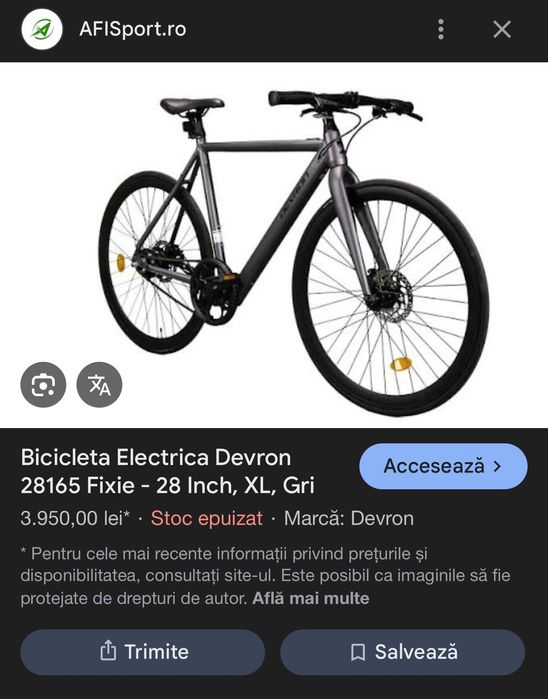 Bicicleta Devron Fixie Electric/Pegas Clasic Dinamic