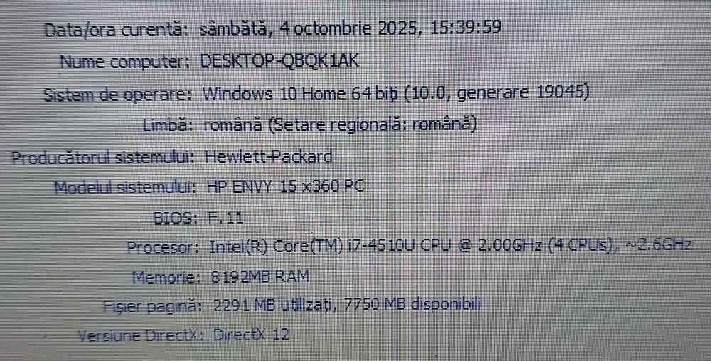 Laptop 2in1 HP Envy 15 X360 de 15,6" i7 4510u 8gb ram 500gb hdd