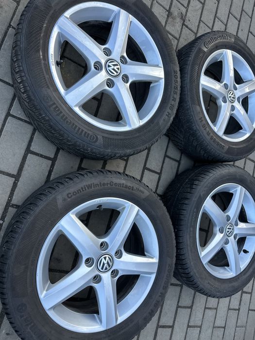 Set jante aliaj pe 16 originale vw cu cauciucuri iarna