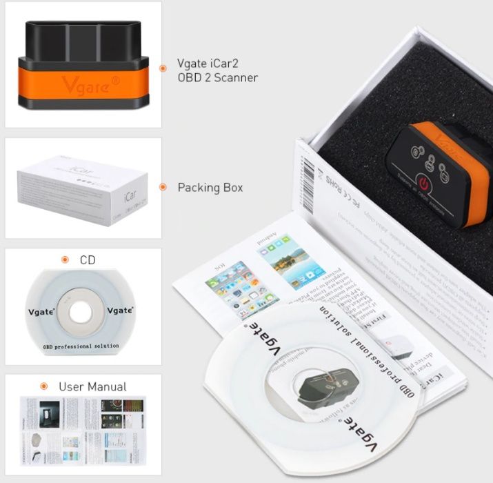 Tester Diagnoza auto Vgate iCar 2 Wifi-Bluetooth ELM327 obd Torque FAP