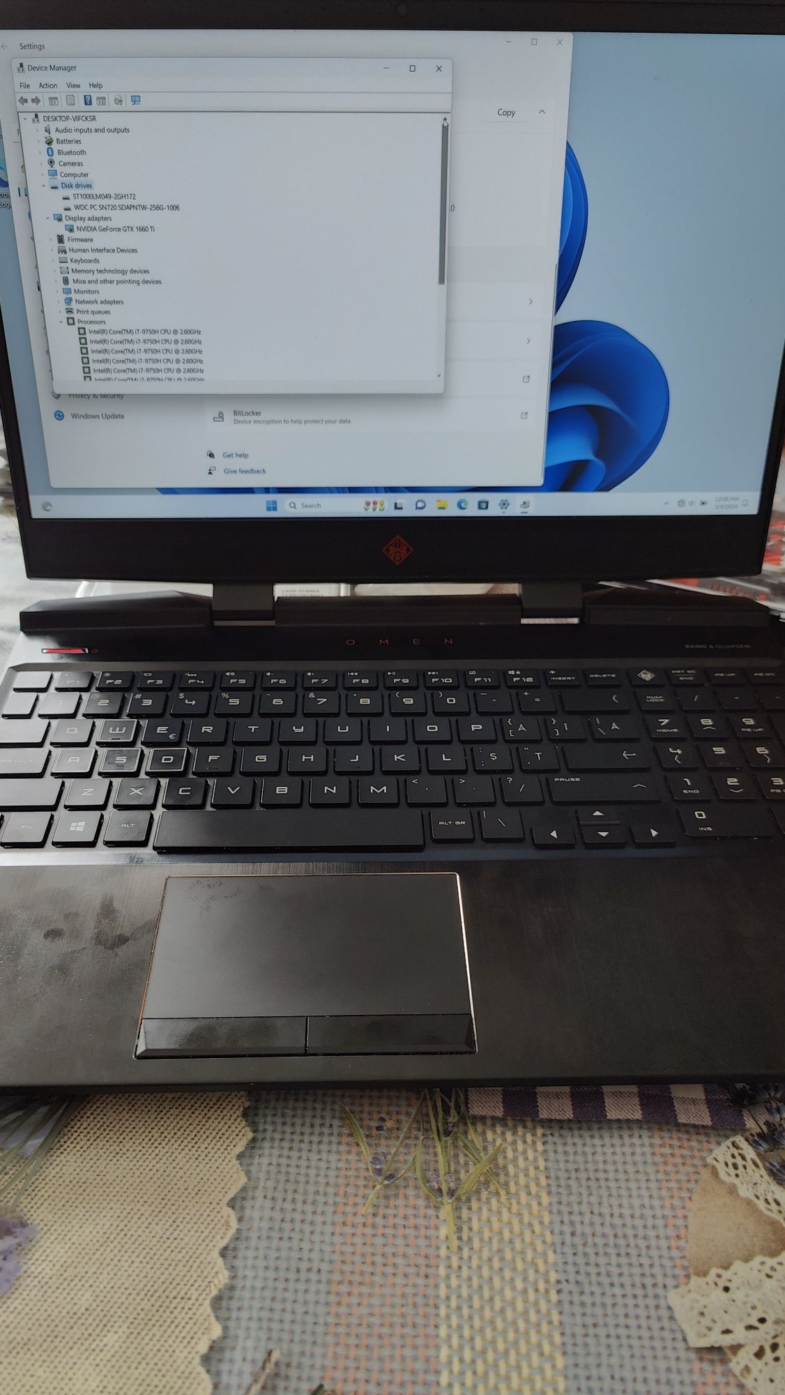 Laptop gaming HP omen i7-9750H GTX 1660 Ti