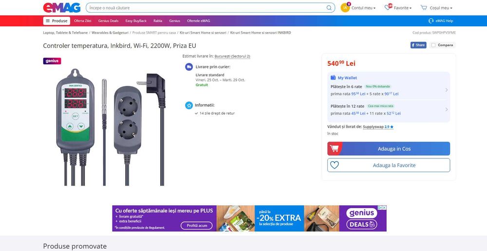 Controler cu Calibrare Digitala Temperatura, WiFi, REDUS de la 540RON