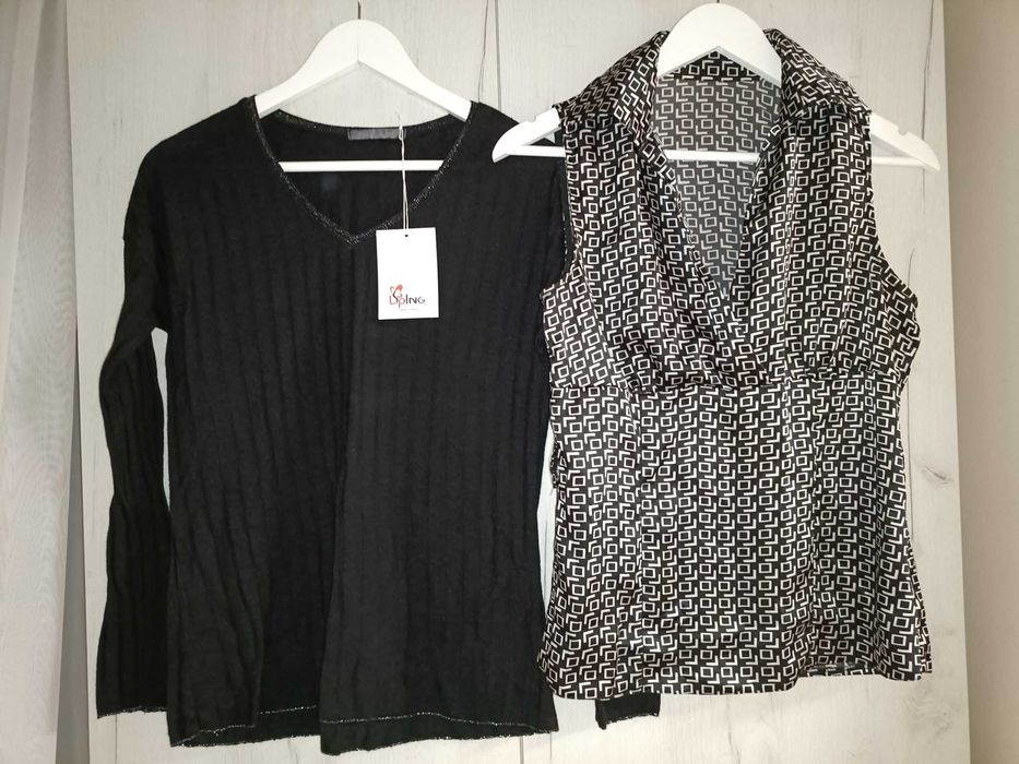 Pulover lână cu angora și cămașă