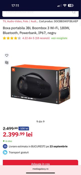 Vand boxa JBL boombax 3 wi-fi