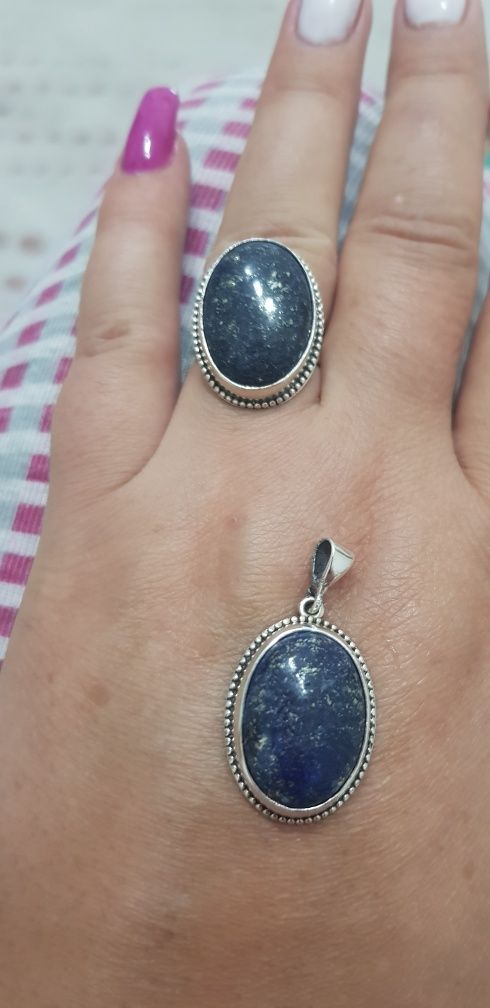 Vând set argint cu piatră lapiz lazuli